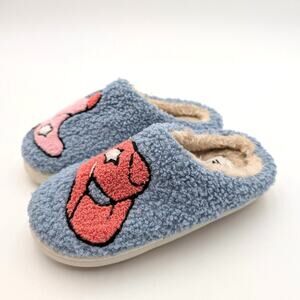 MIA Boot & Cowgirl Hat Western Fuzzy Rodeo Slippers Blue Size US12M EU30